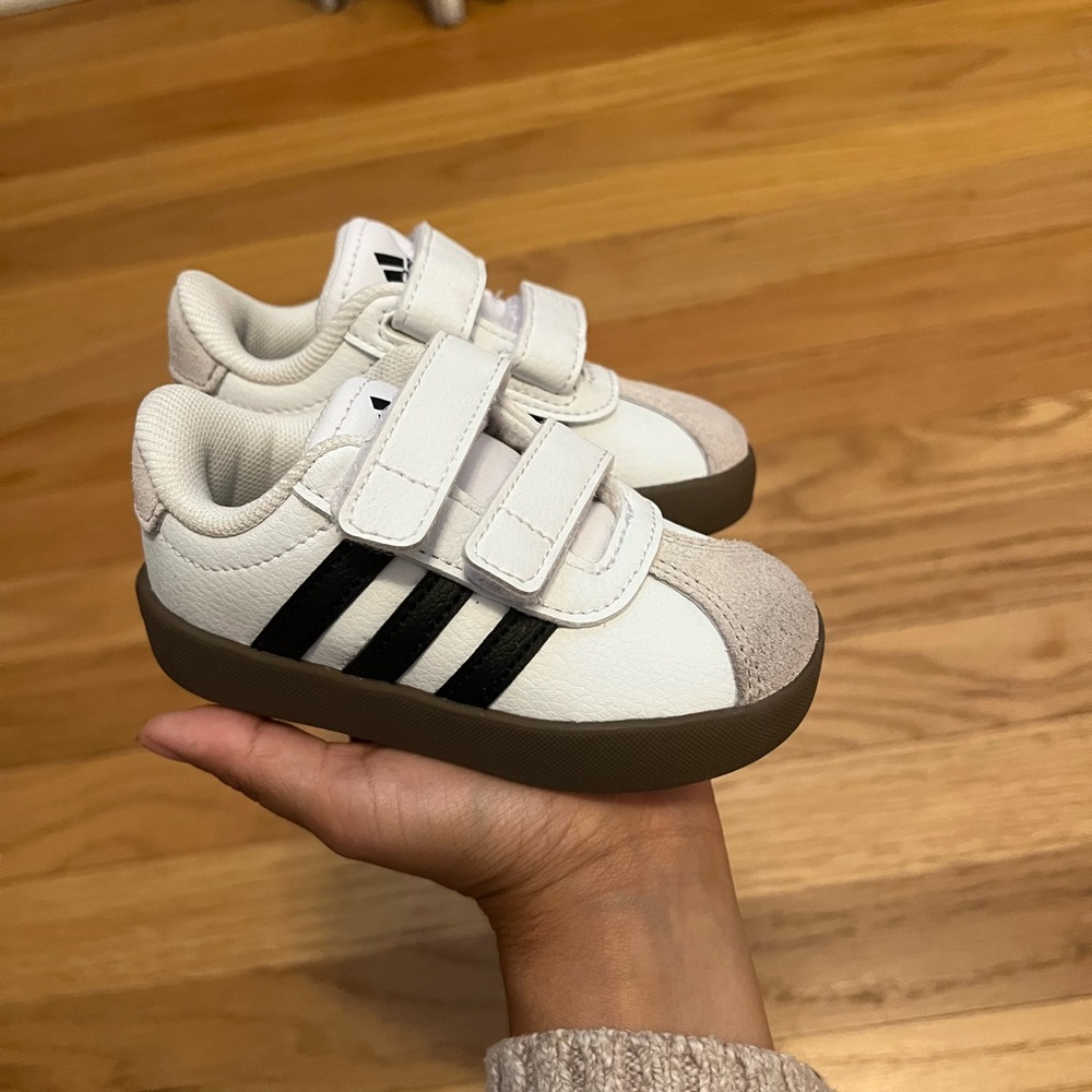 Adidas white court shoes infant 5